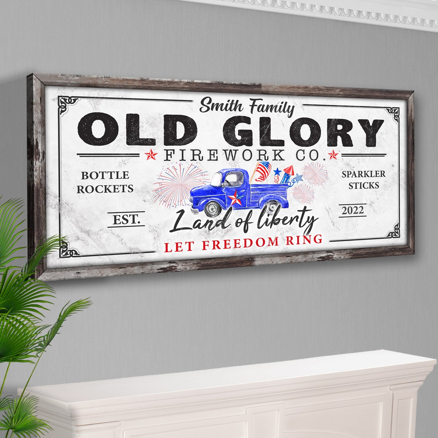 Old Glory Firework Co Let Freedom Ring Canvas Sign