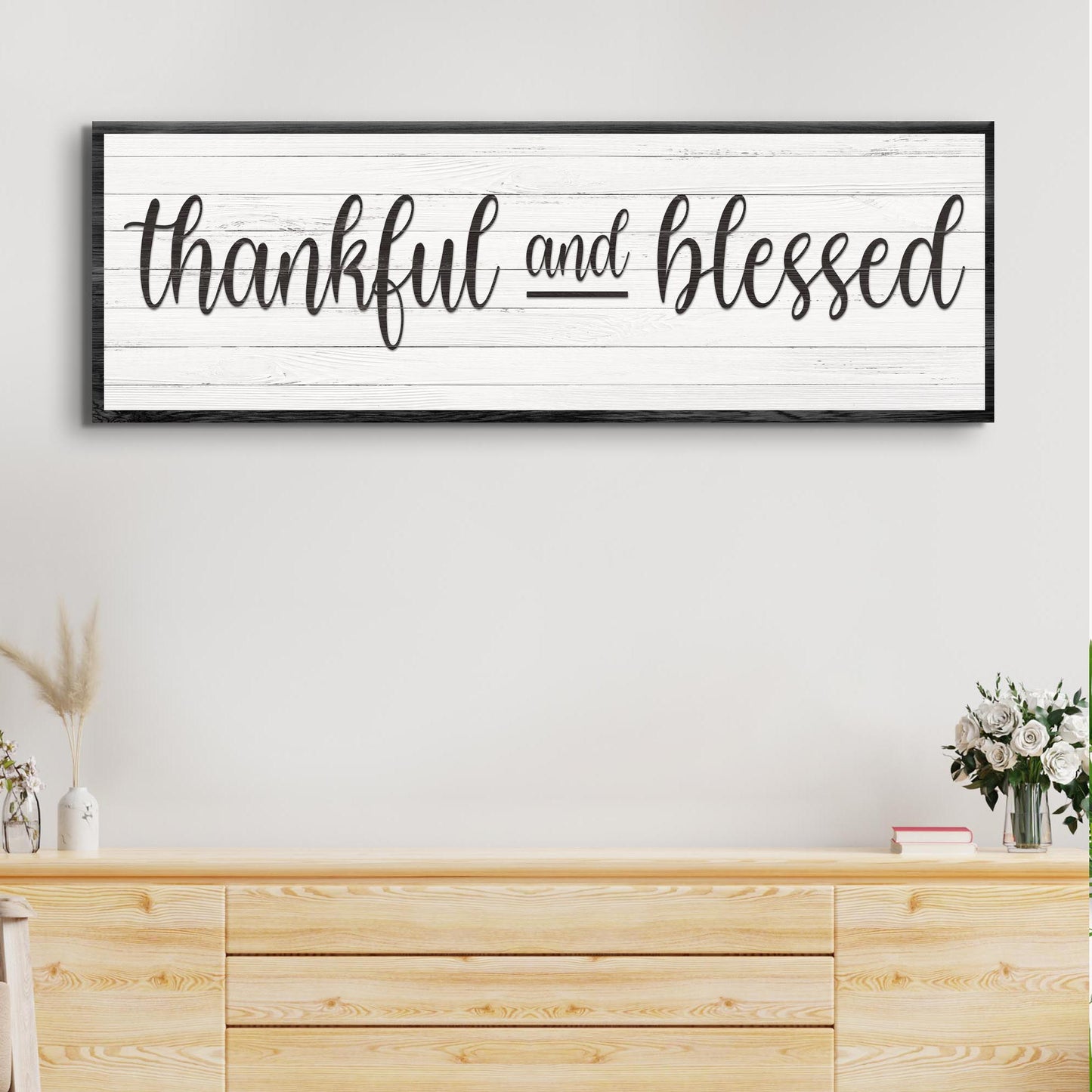 Thankful and Blessed Canvas Wall Art Sign