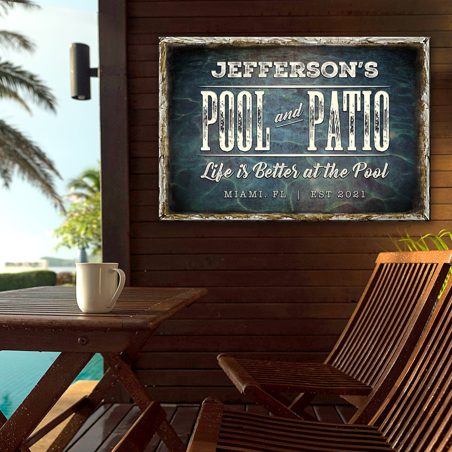 Pool And Patio Personalized Canvas Sign