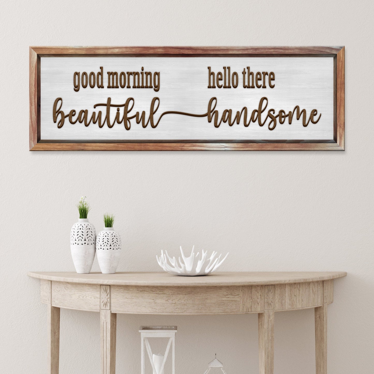 Good Morning Beautiful Hello There Handsome Canvas Wall Art