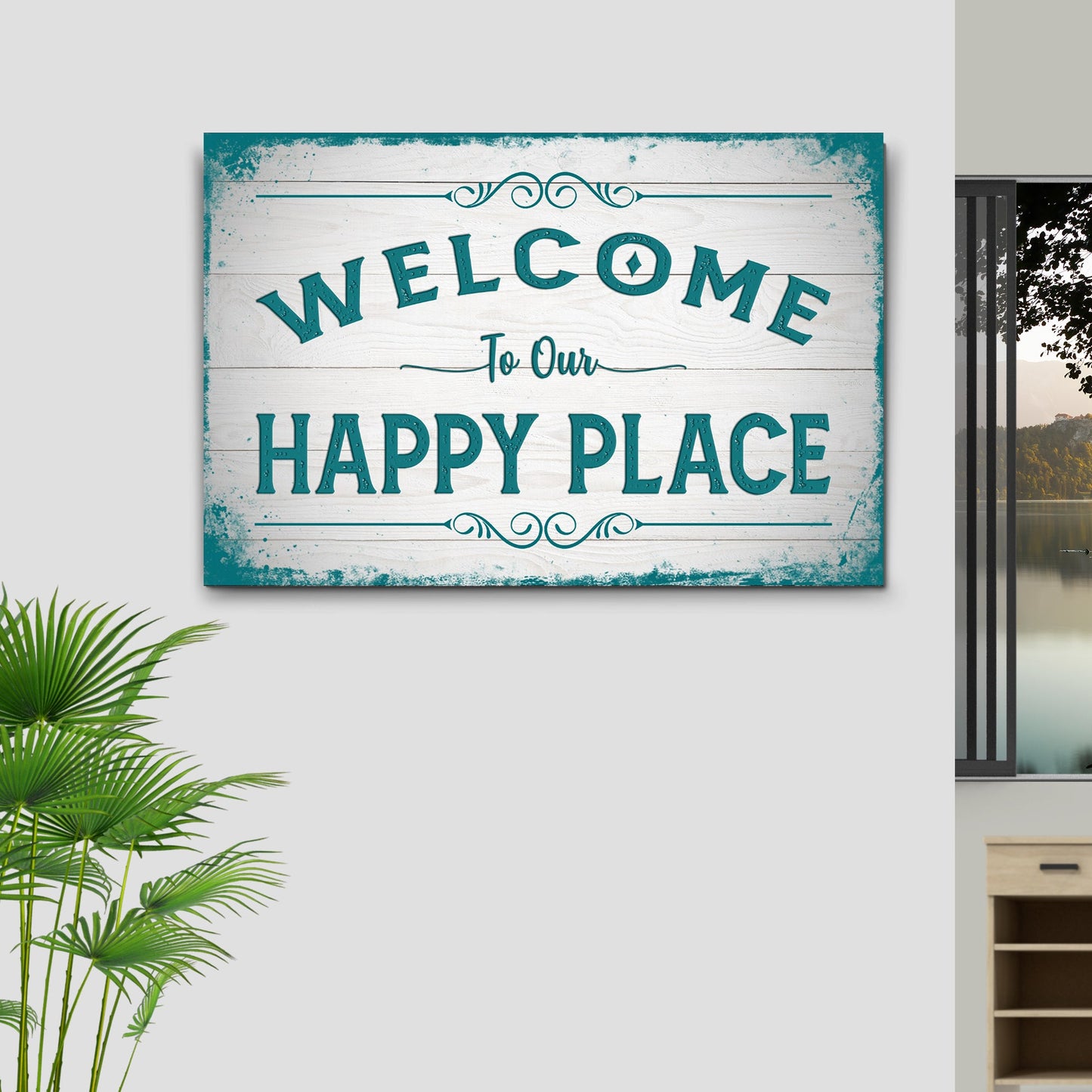 Welcome To Our Happy Place Canvas Sign II