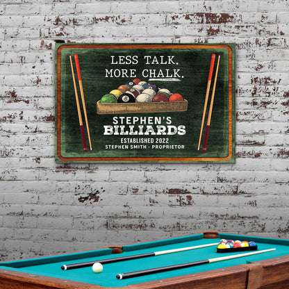Less Talk More Chalk Billiards Canvas Sign II