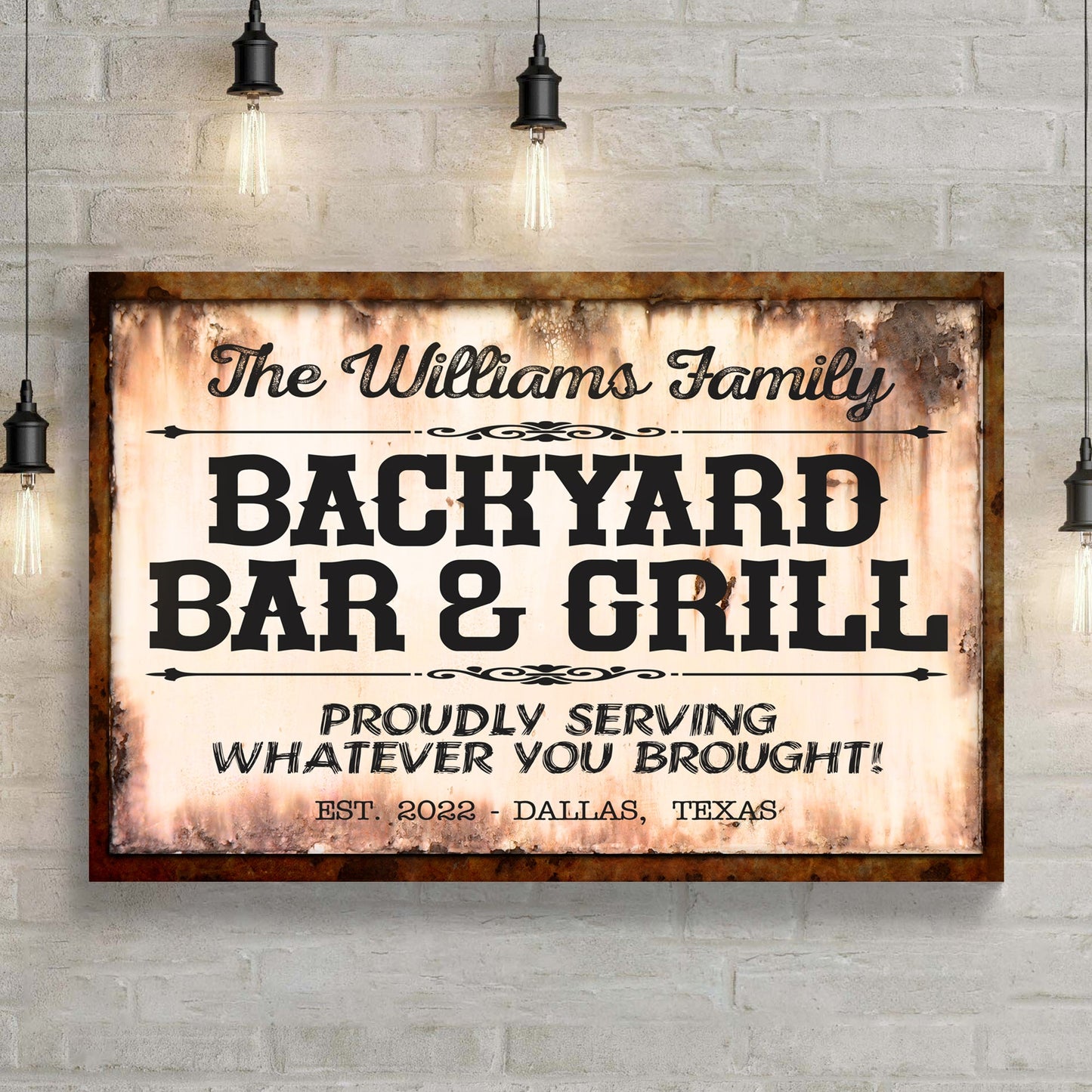 Backyard Bar And Grill Canvas Sign X