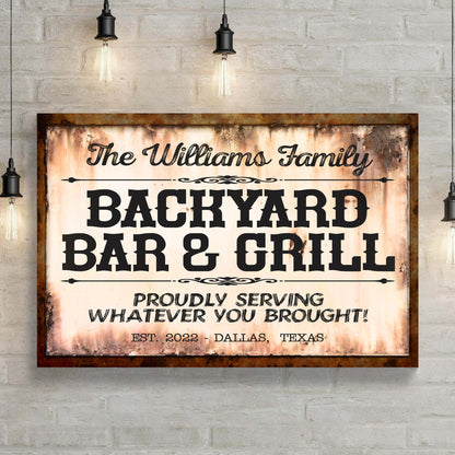 Backyard Bar And Grill Canvas Sign X