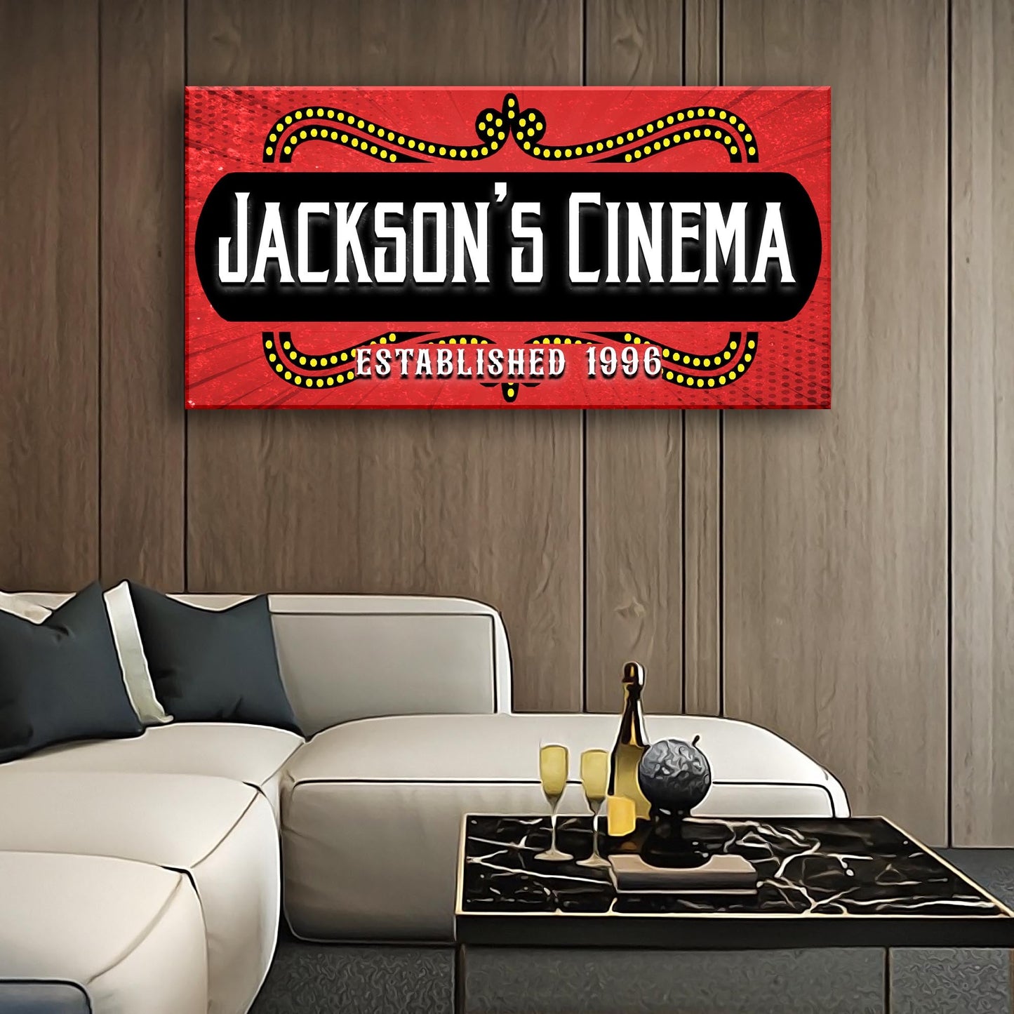 Family Cinema Canvas Wall Art Sign