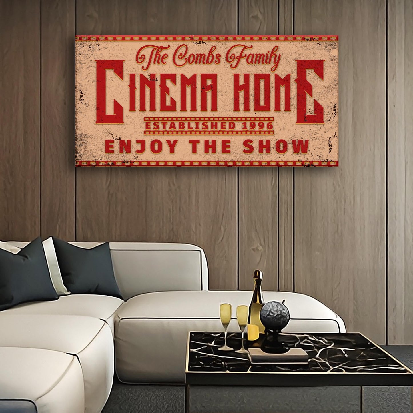 Enjoy the Show Family Cinema Home Canvas Sign