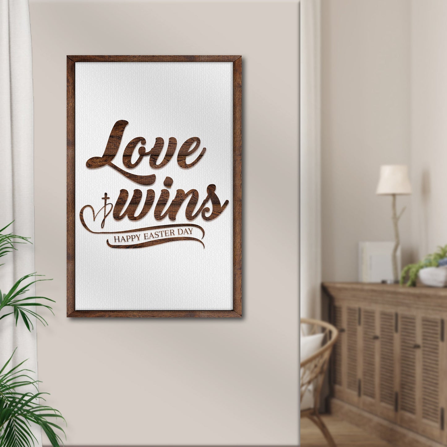 Easter Love Wins Canvas Wall Sign