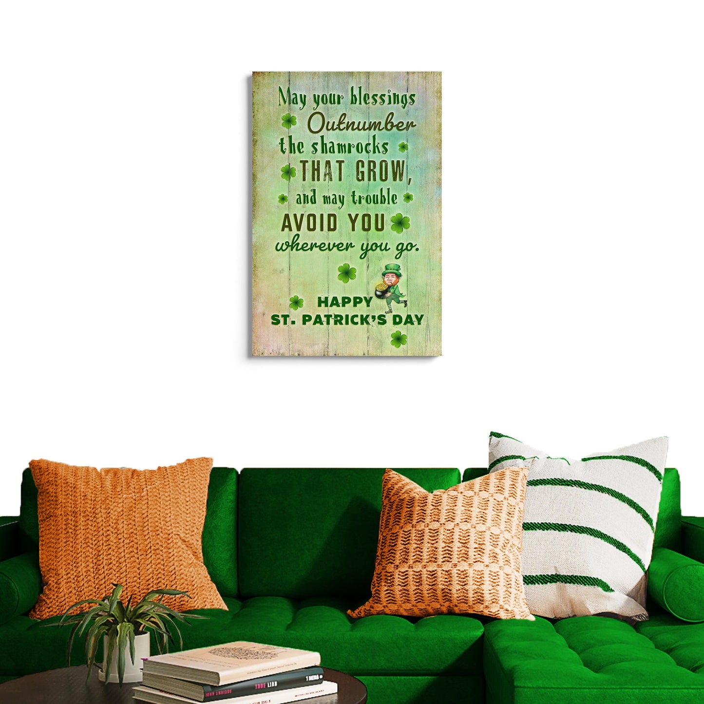 St Patrick's Day blessings canvas wall art Irish holiday home decor