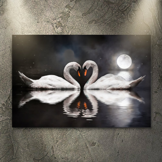 Moonlit Swan Romantic Canvas Wall Art