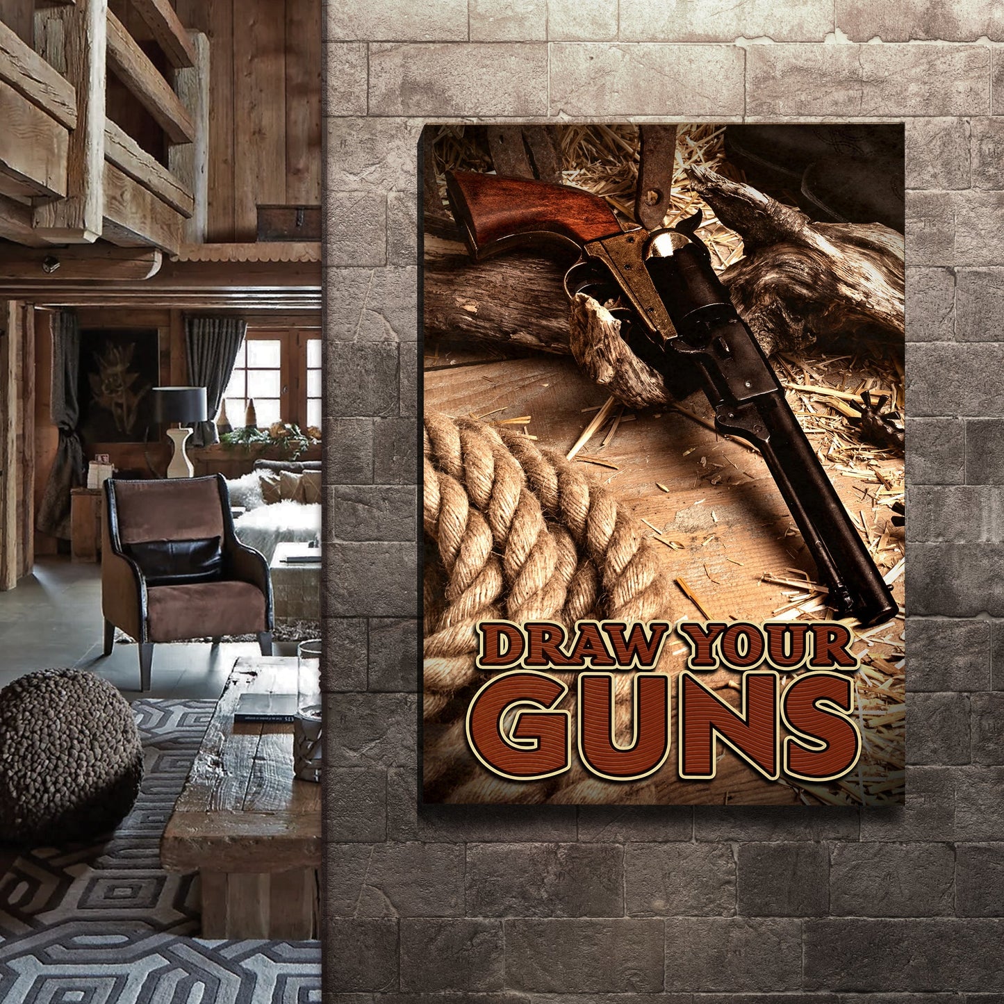 Draw Your Guns Western Sayings Canvas Wall Art