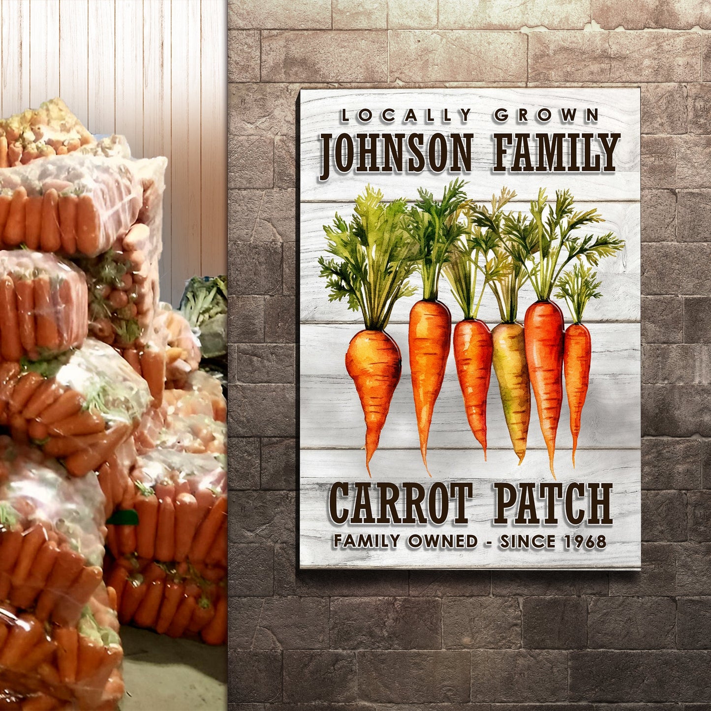 Locally Grown Carrot Patch Canvas Sign