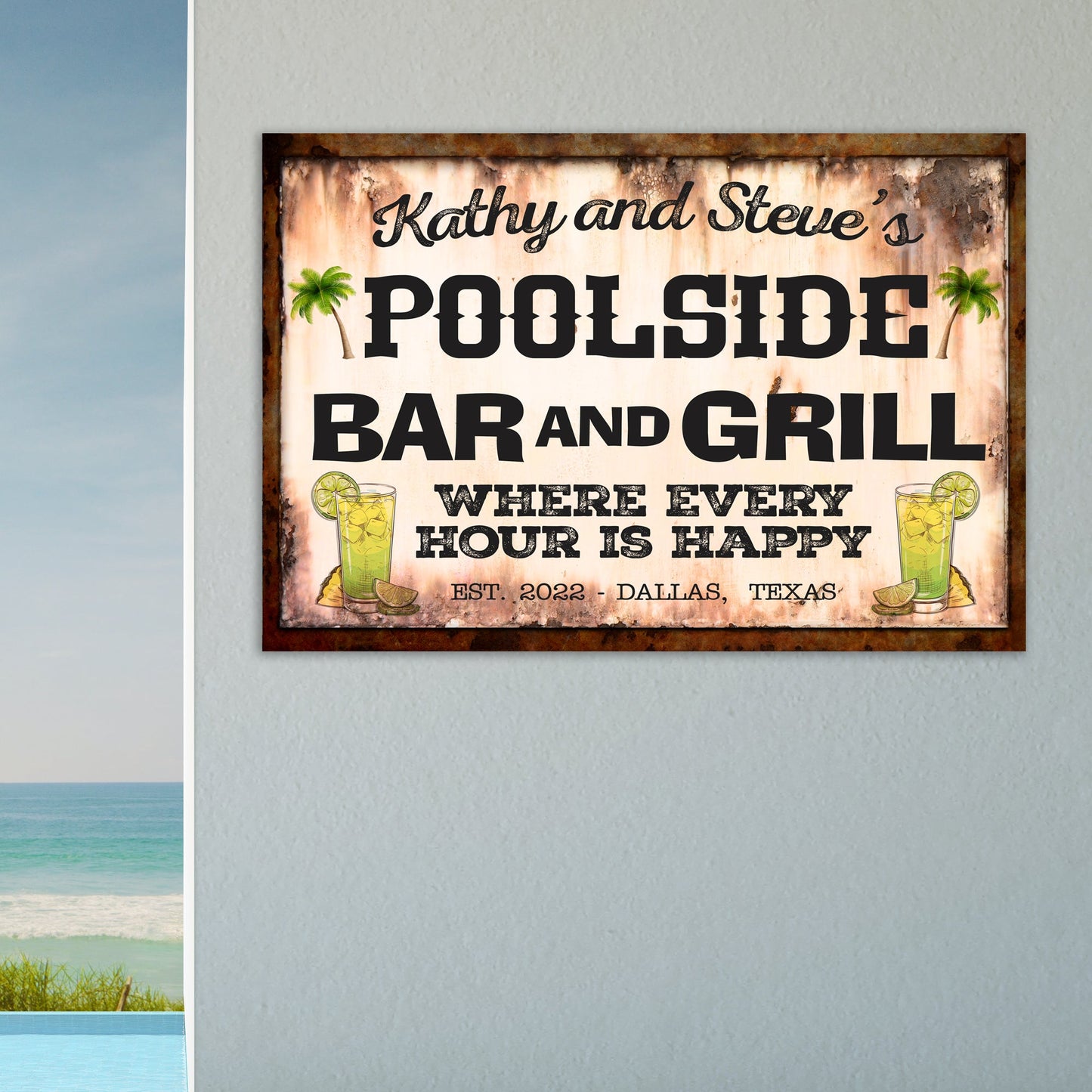 Poolside Bar And Grill Canvas Sign III