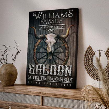 Western Cowboy Saloon Canvas Sign