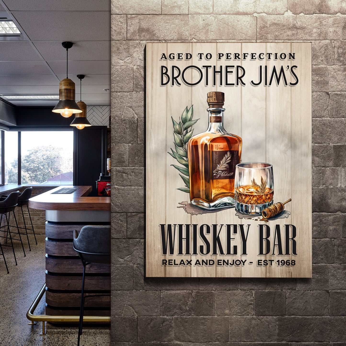 Aged To Perfection Whiskey Bar Canvas Sign