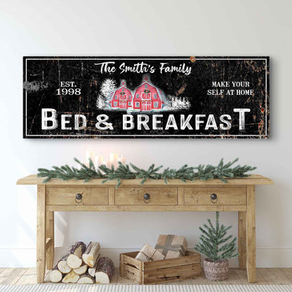 Christmas Bed And Breakfast Canvas Sign