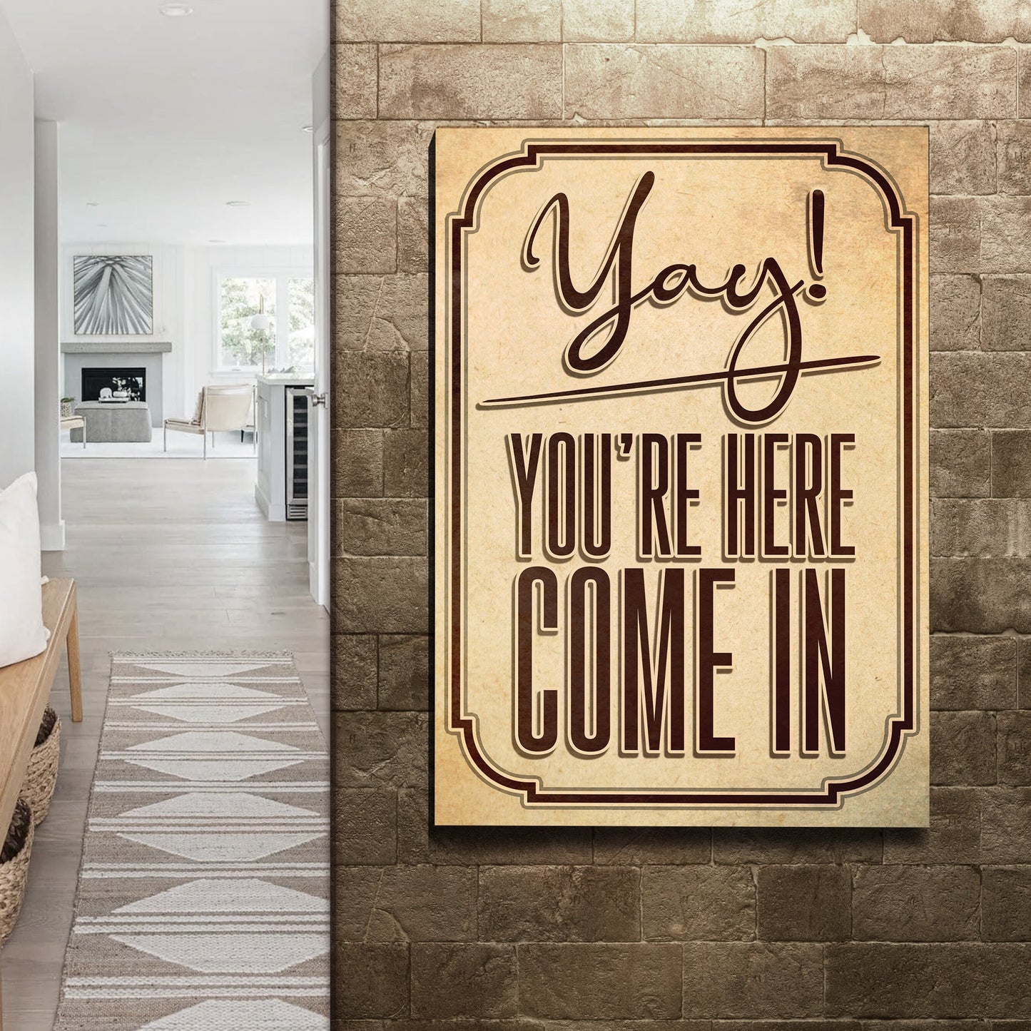 Yay You're Here Welcome Entryway Canvas Sign