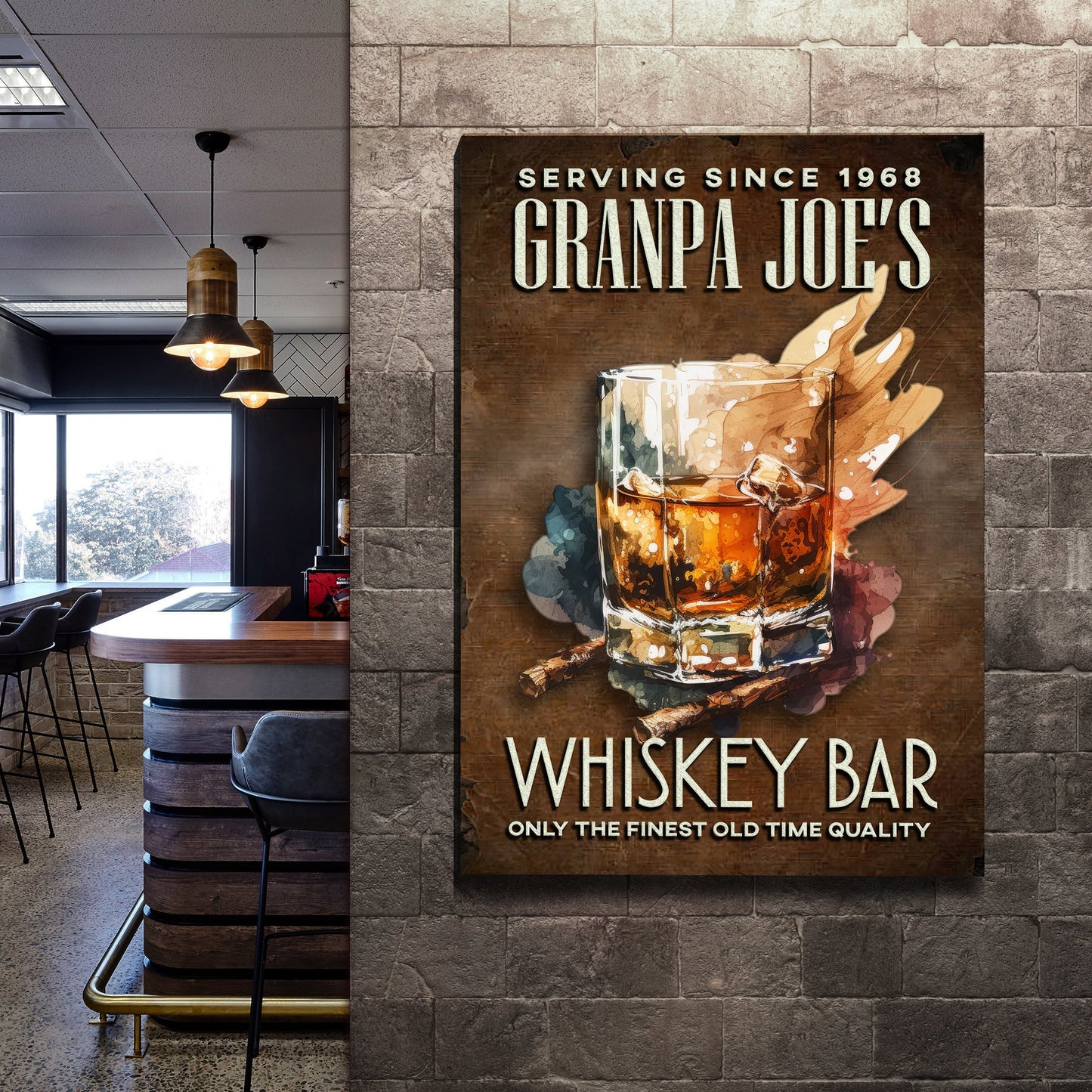 Whiskey Bar Sign Canvas Wall Art
