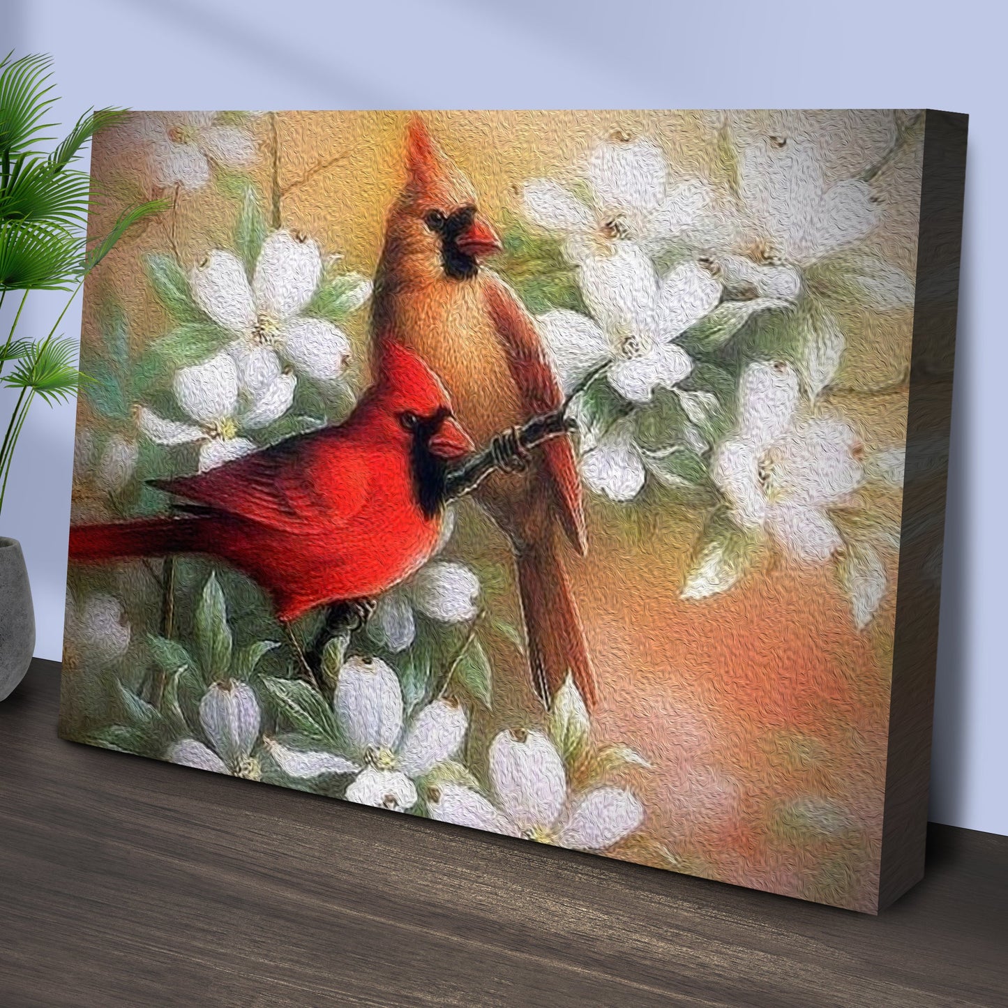 Cardinals on Dogwood Canvas Wall Art