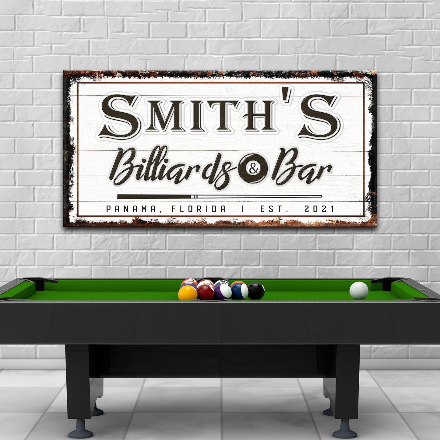 Billiards and Bar Canvas Wall Art Sign