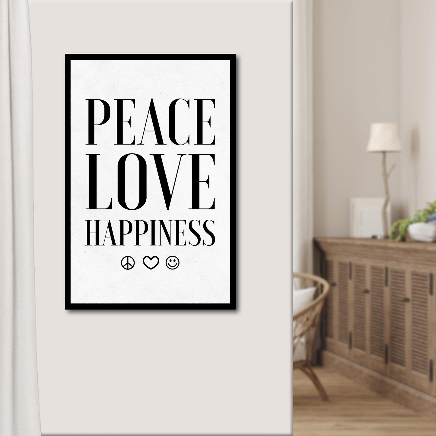 Peace Love Happiness Sign Canvas Wall Art