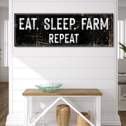 Eat Sleep Farm Repeat Canvas Sign
