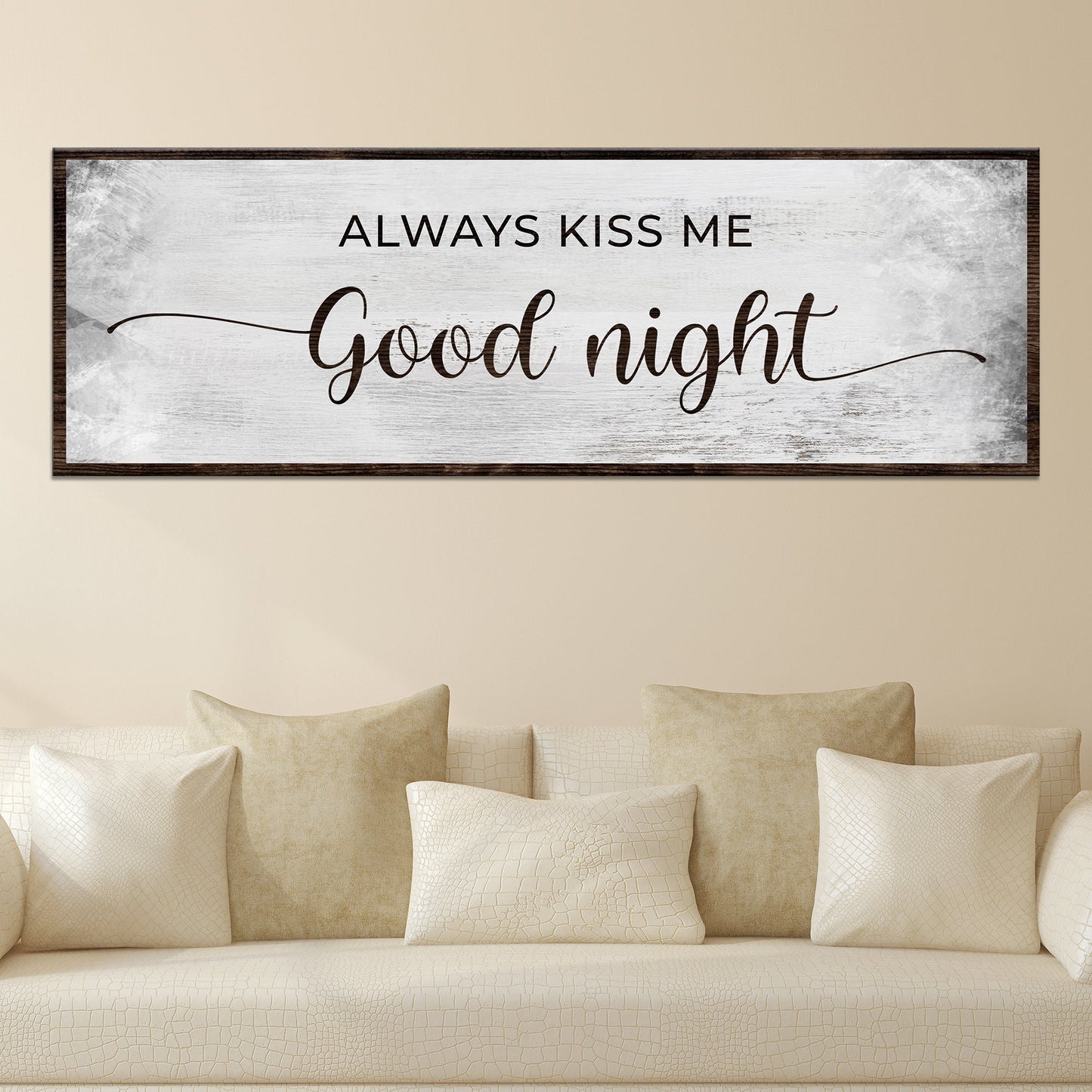 Always Kiss Me Good Night Couple Canvas Sign V