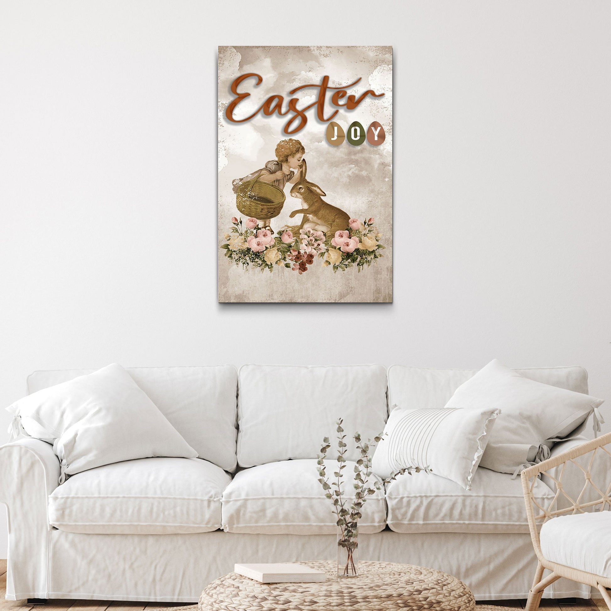 Easter Joy canvas sign with bright seasonal colors and cheerful design