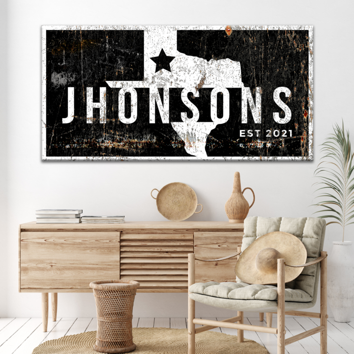 Texas Family Name Canvas Sign
