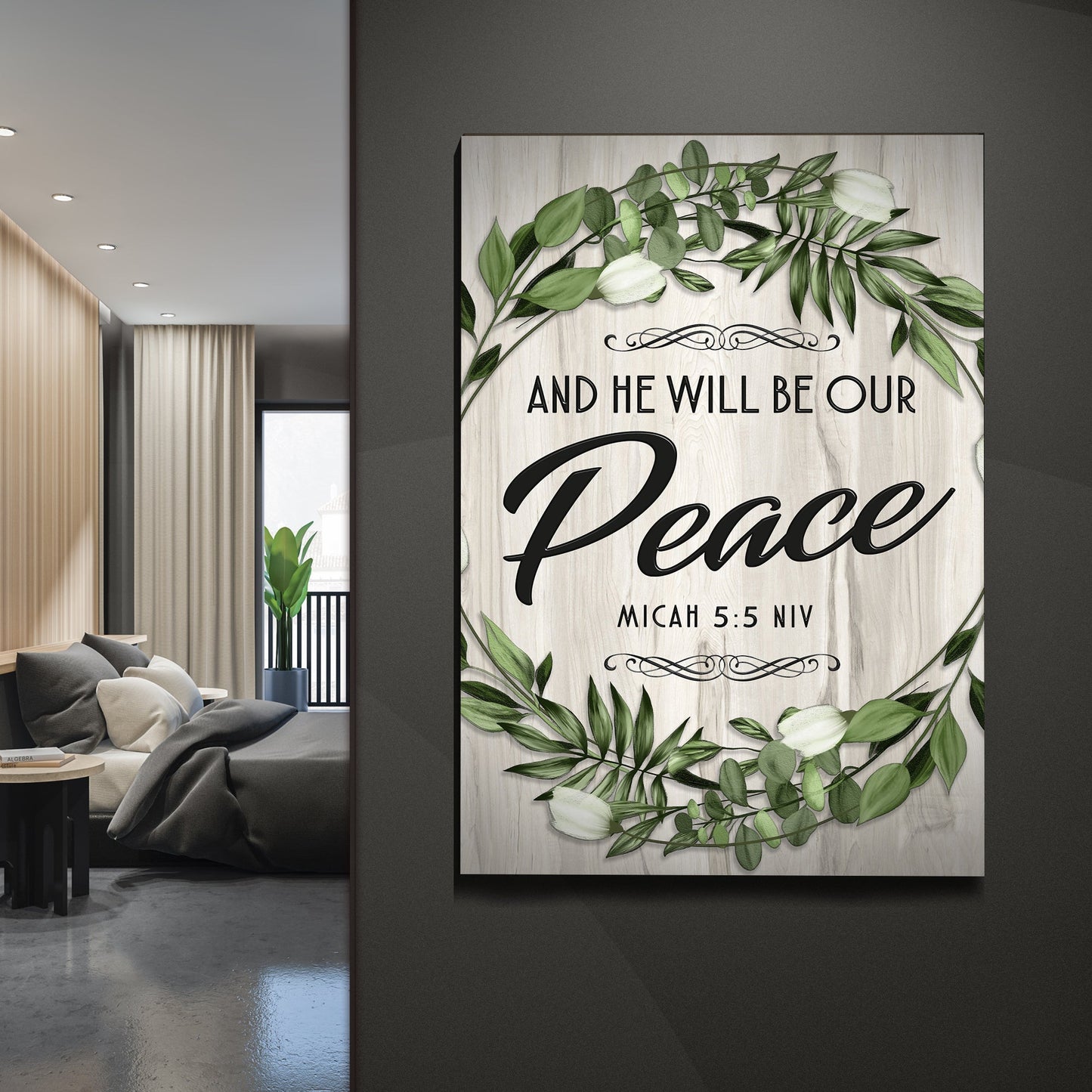 Micah 5:5 He Will Be Our Peace Scripture Canvas Art