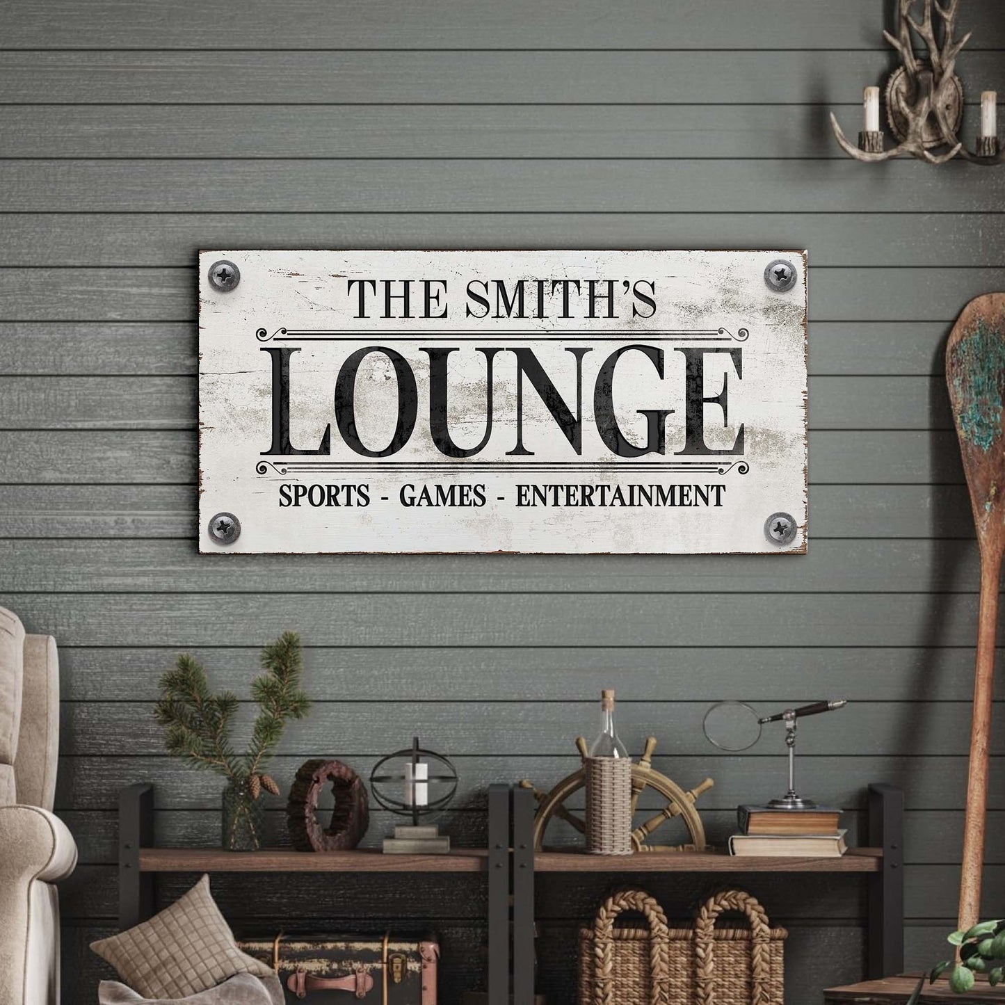 Family Sports Games Lounge Sign Canvas Wall Art