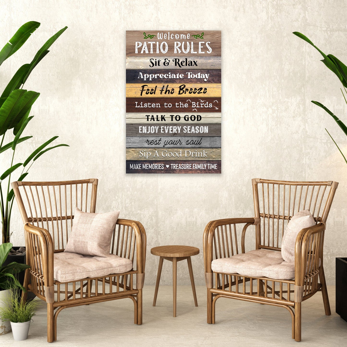 Patio Rules Personalized Canvas Sign III