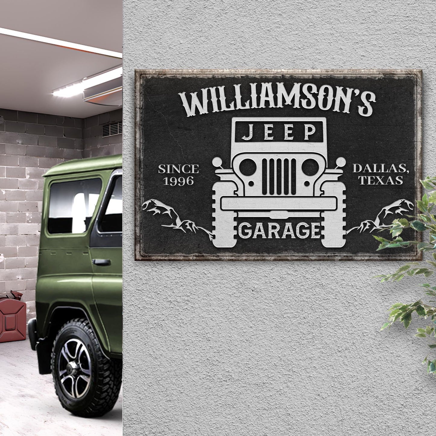 Family Garage Jeep Canvas Wall Art Sign
