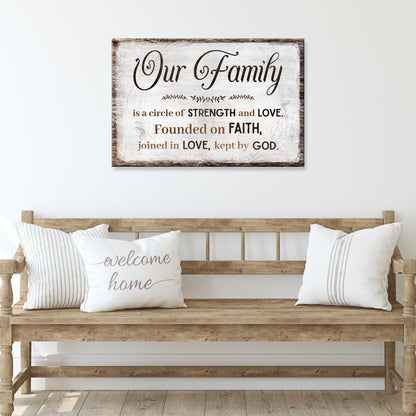 Our Family canvas shown in a styled room setting, view 2