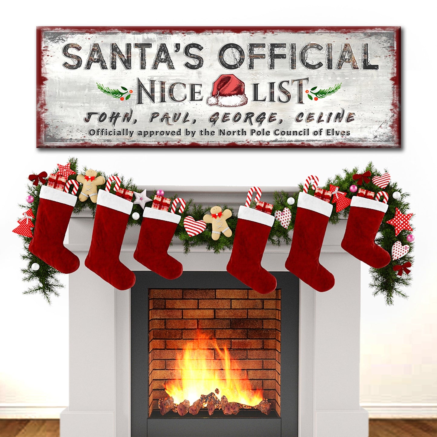 Santa's Official Nice List Christmas Canvas Sign