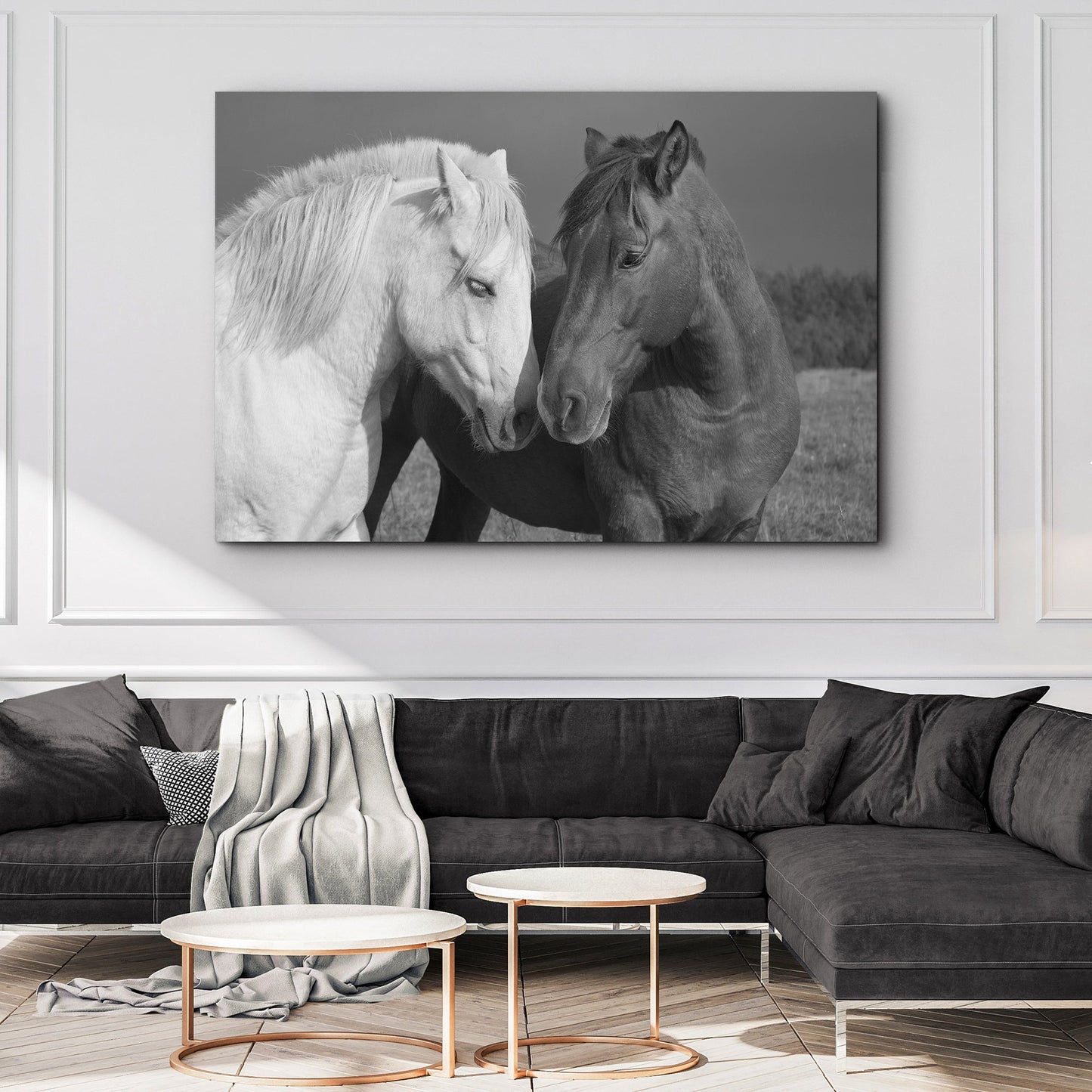 Horse Love Canvas Wall Art - Black and White Equestrian Print