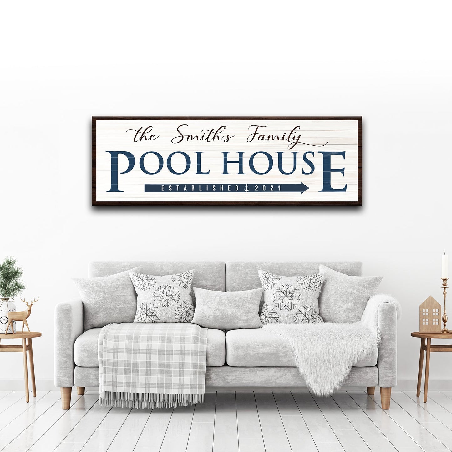 Family Pool House Personalized Canvas Sign