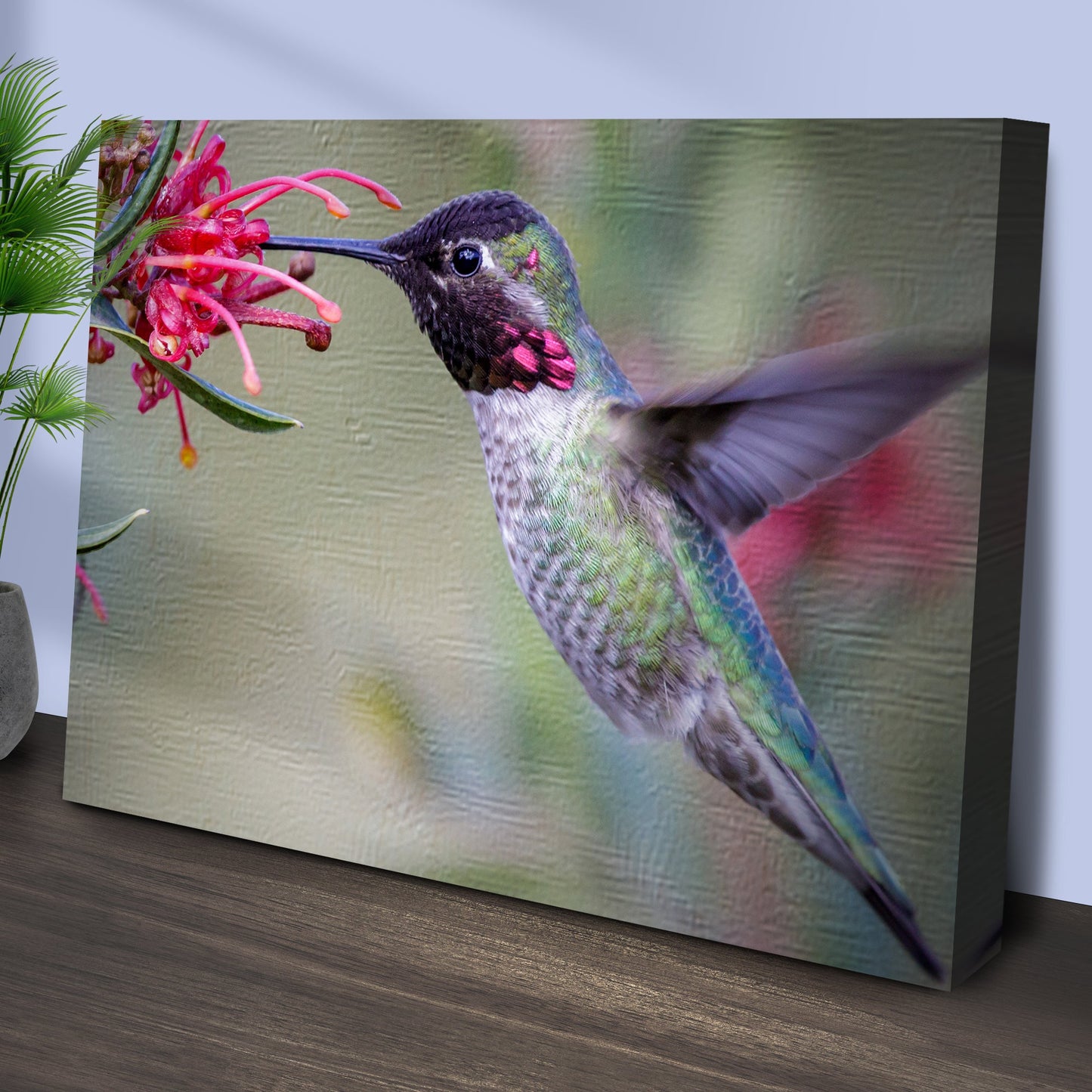Hummingbird Spring Floral Canvas Wall Art