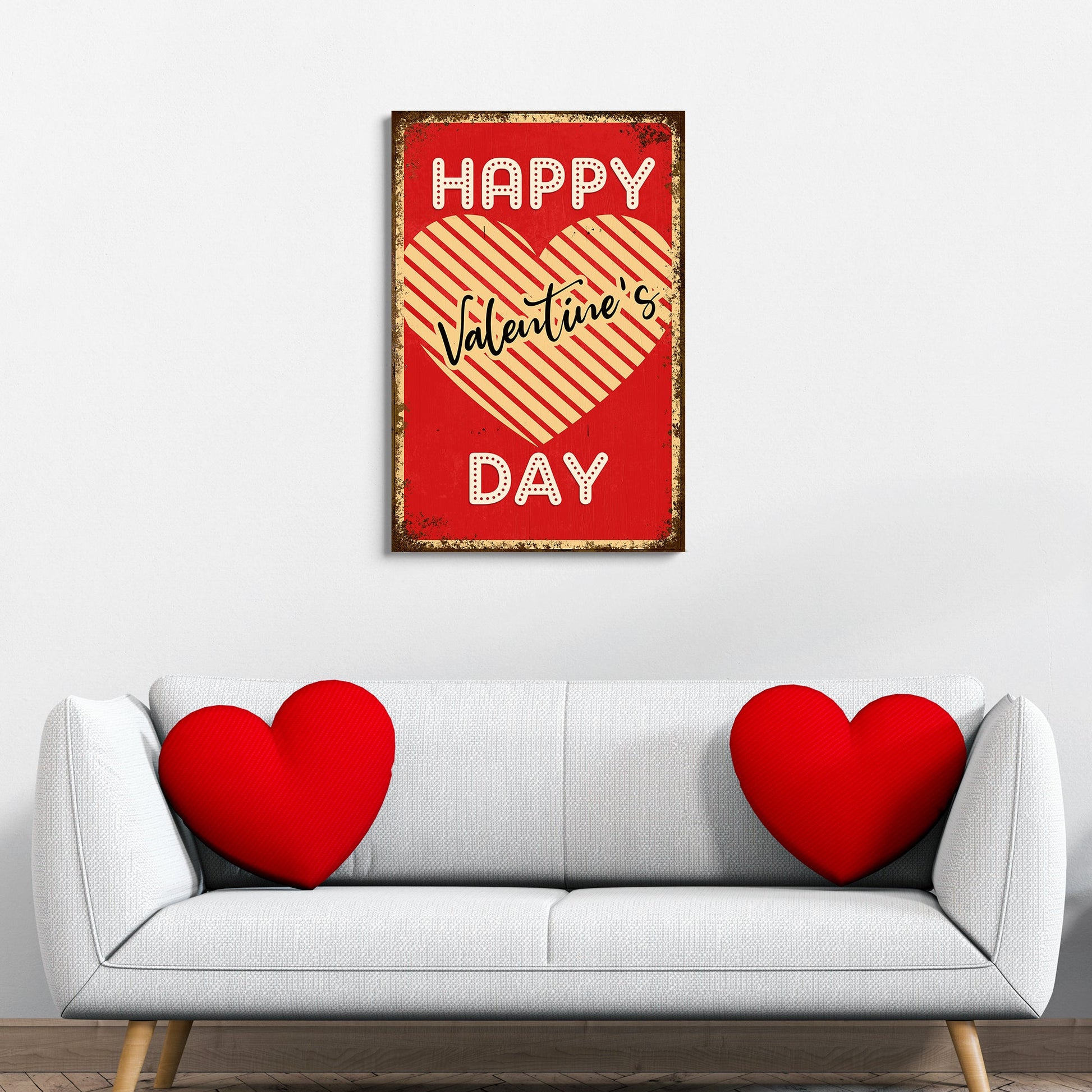 Valentine's Day heart canvas wall art, romantic wall decor for bedroom or living room