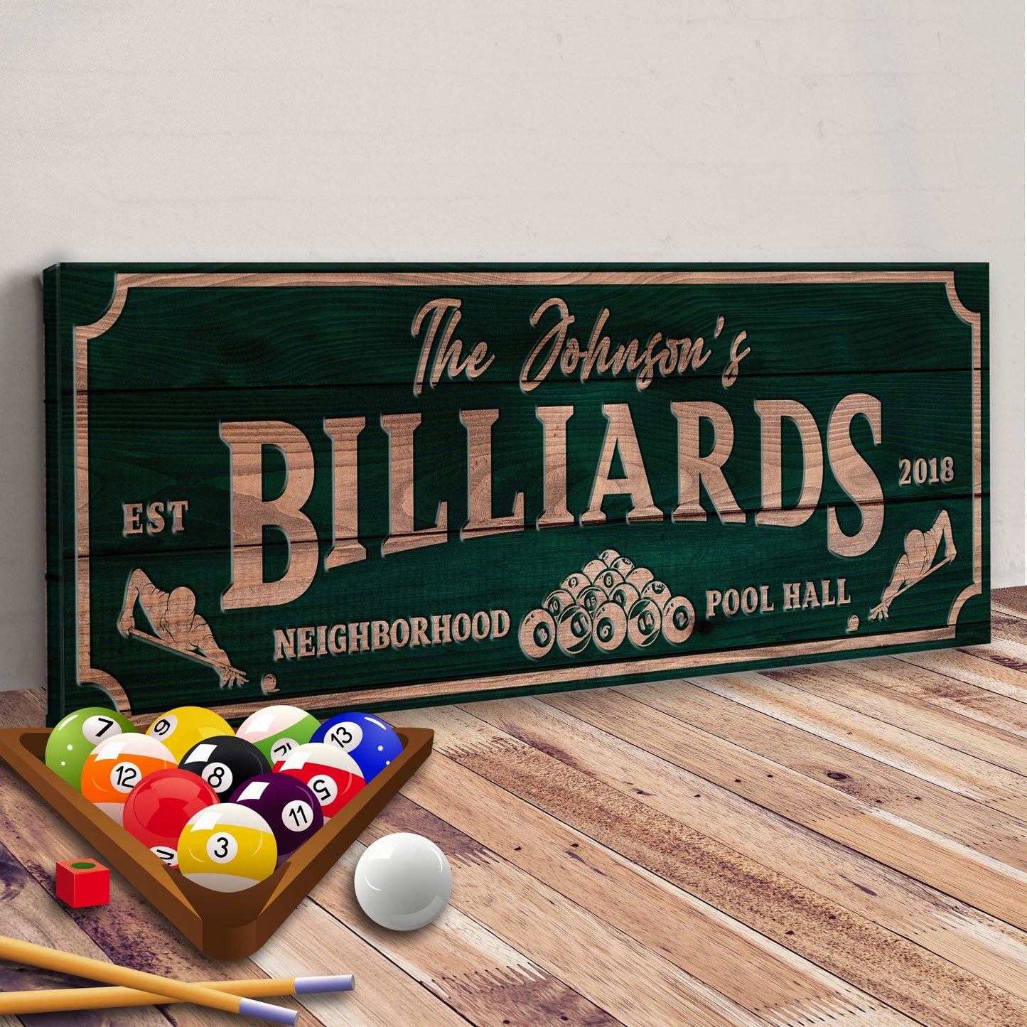 Neighborhood Pool Hall Billiards Canvas Wall Art