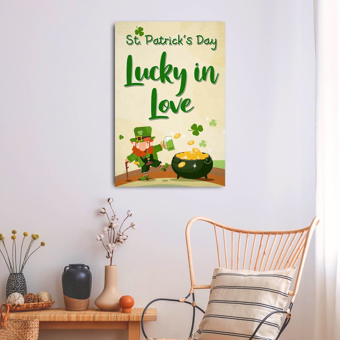 St Patrick's Day Lucky in Love canvas wall art Irish holiday decor