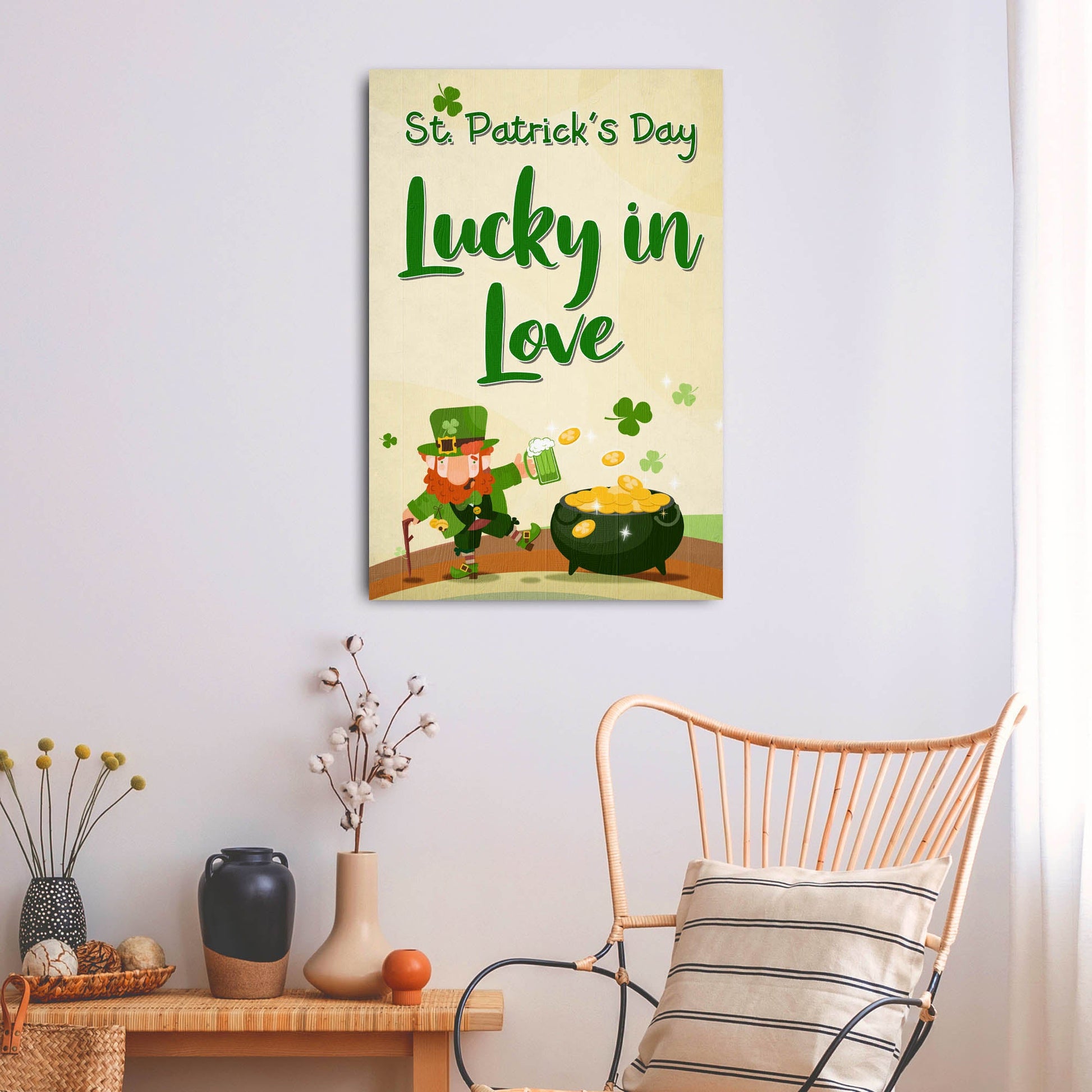 St Patrick's Day Lucky in Love canvas wall art Irish holiday decor