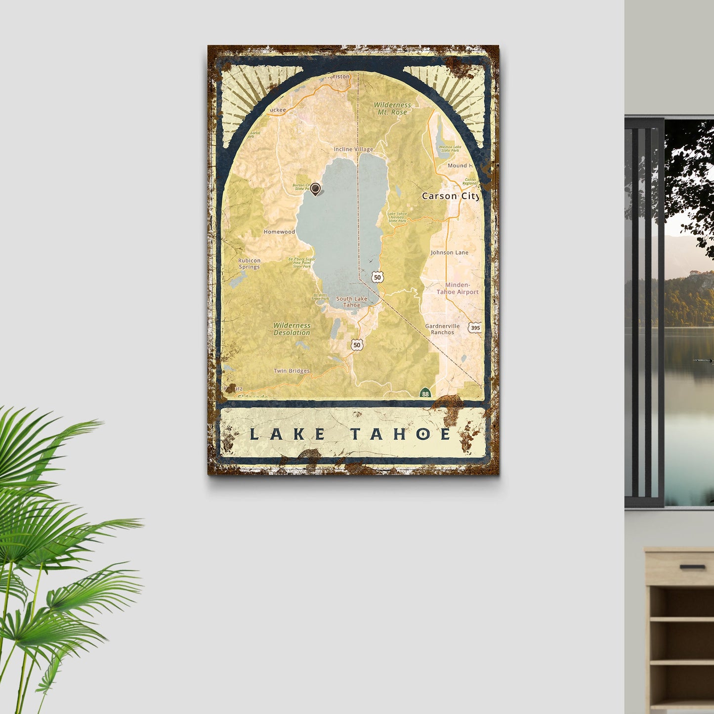 Personalized Lake Map Canvas Sign