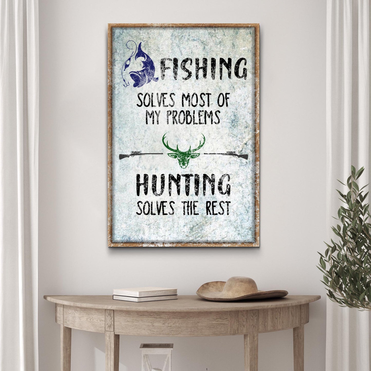 Fishing And Hunting Personalized Canvas Sign