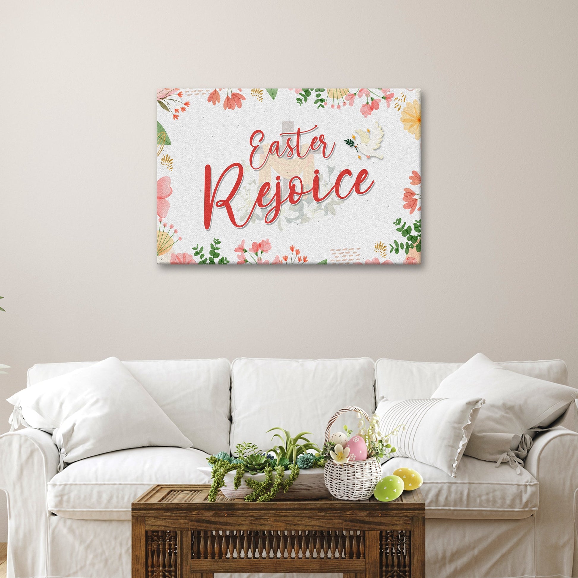 Easter Rejoice canvas wall sign - jubilant seasonal faith decor