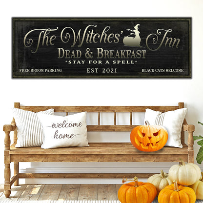 The Witches Inn Halloween Canvas Sign
