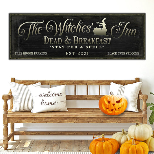 The Witches Inn Halloween Canvas Sign