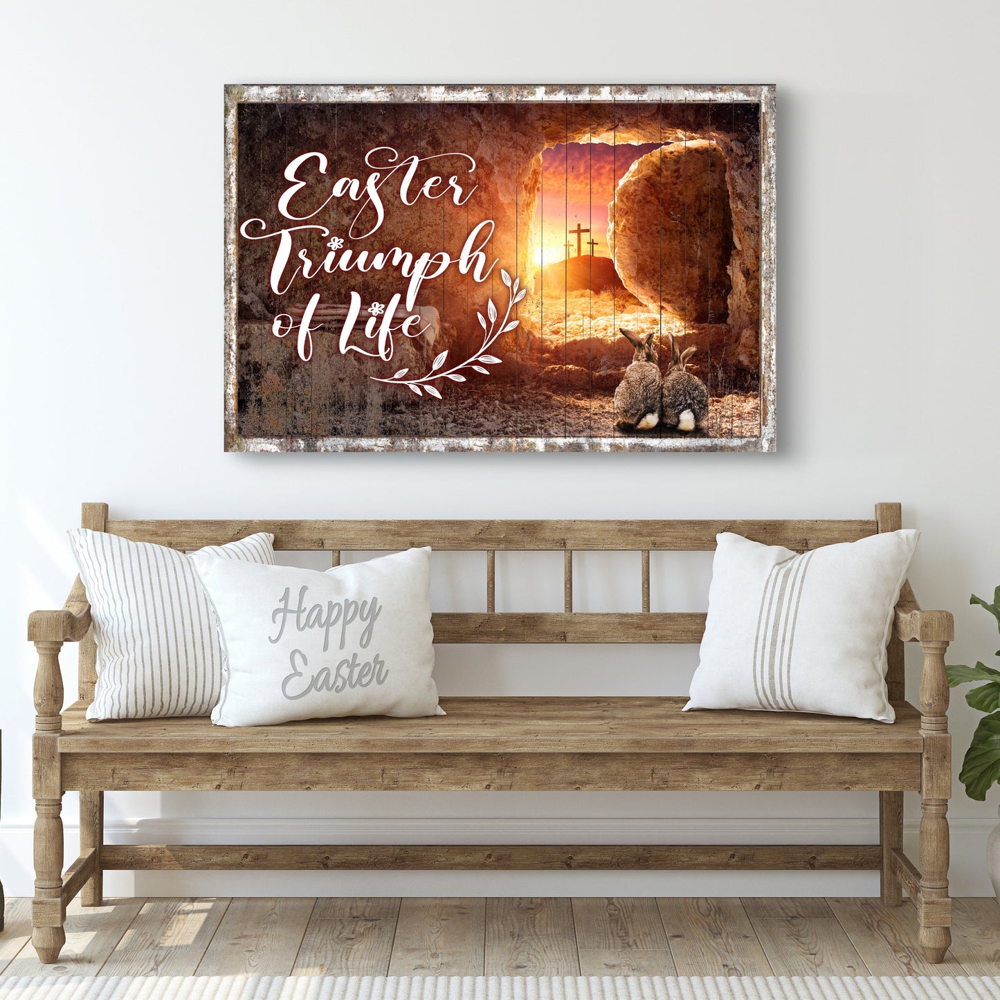 Easter Triumph of Life canvas sign - neutral elegant faith wall art