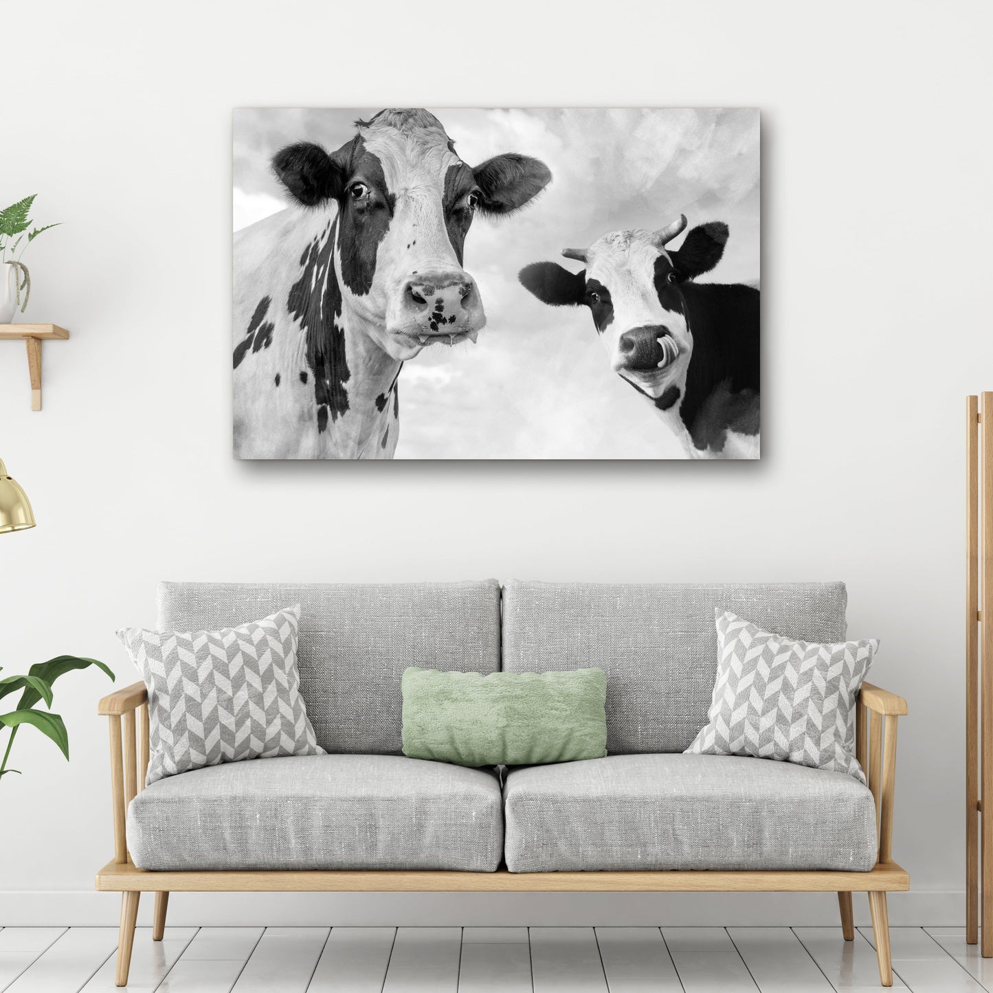Holstein Cows Monochrome Canvas Wall Art