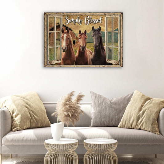 Simply Blessed horse farm sign canvas wall art rustic country decor