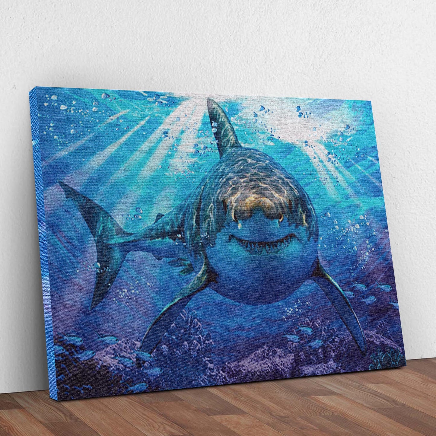 Great White Shark Underwater Canvas Wall Art